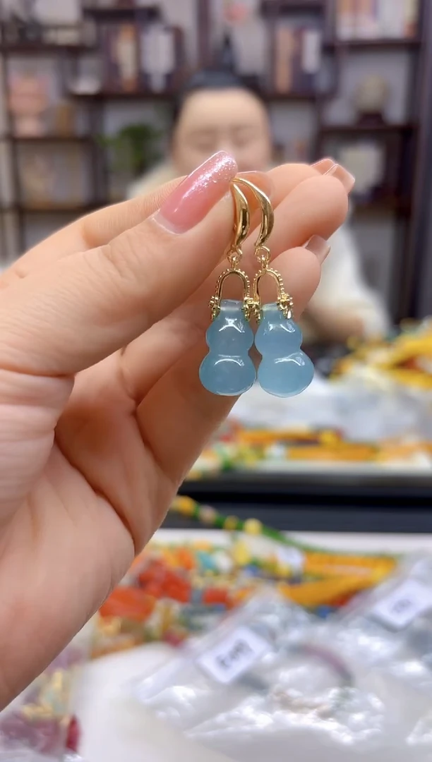 【闪购商品】翡翠耳饰14K金镶嵌耳勾E567