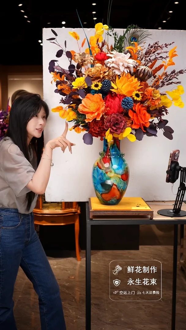 手工艺品琉璃手工花器花束空运包邮送货上门-以图片为准