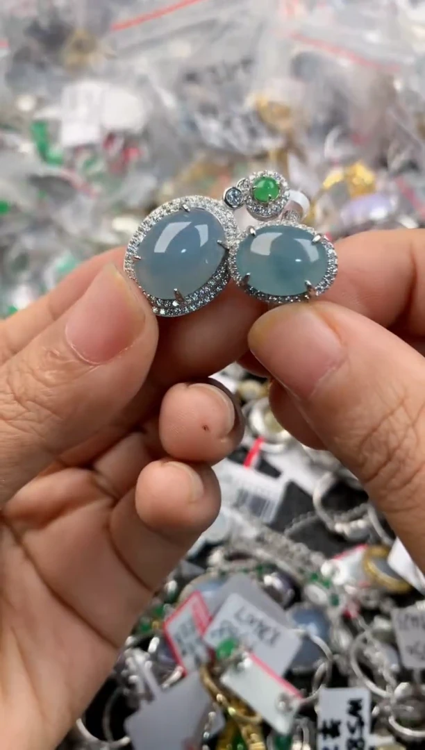 银S925镶嵌戒指翡翠111---8