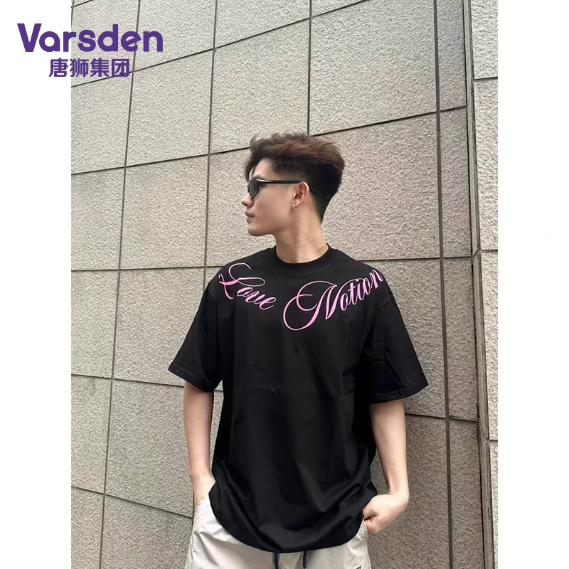 唐狮集团Varsden25夏季潮流美式高街字母短袖T恤男纯棉宽松上衣