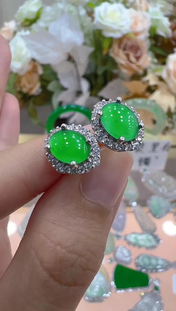 银S925镶嵌翡翠耳饰多样性团购发一件