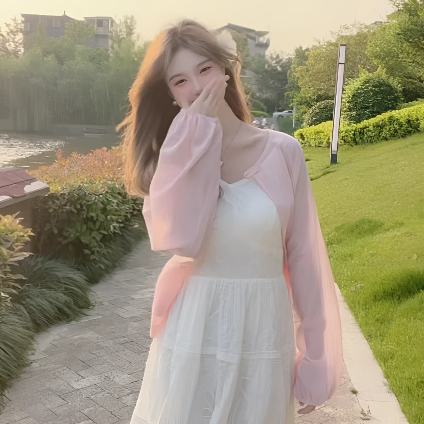 季念春夏新款防晒开衫女外穿衬衫女披肩薄款外套宽松防晒衣女遮肉