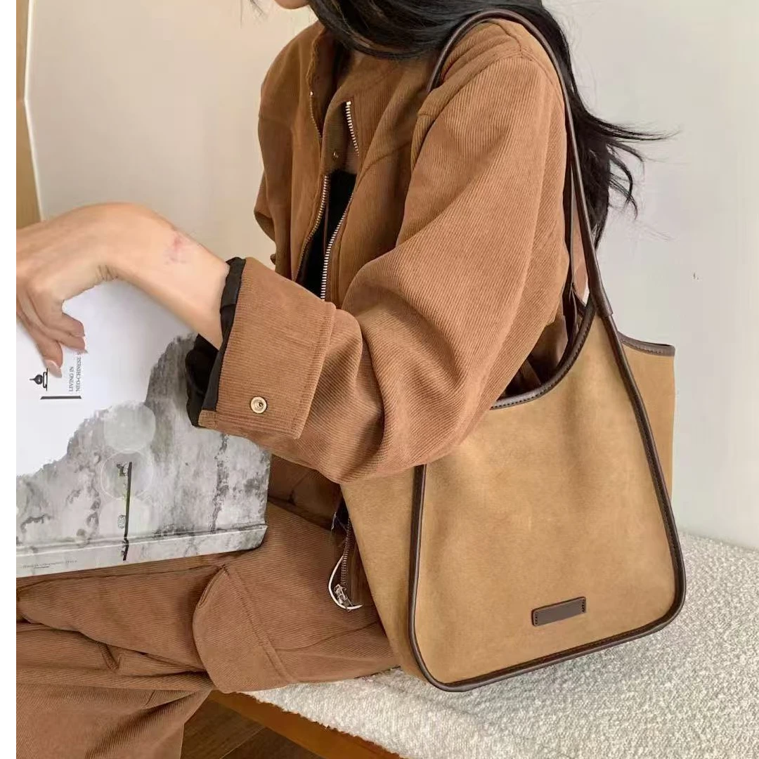 ms.musi磨砂软托特包磁扣单肩包秋冬反绒包包肩包通勤女士1506