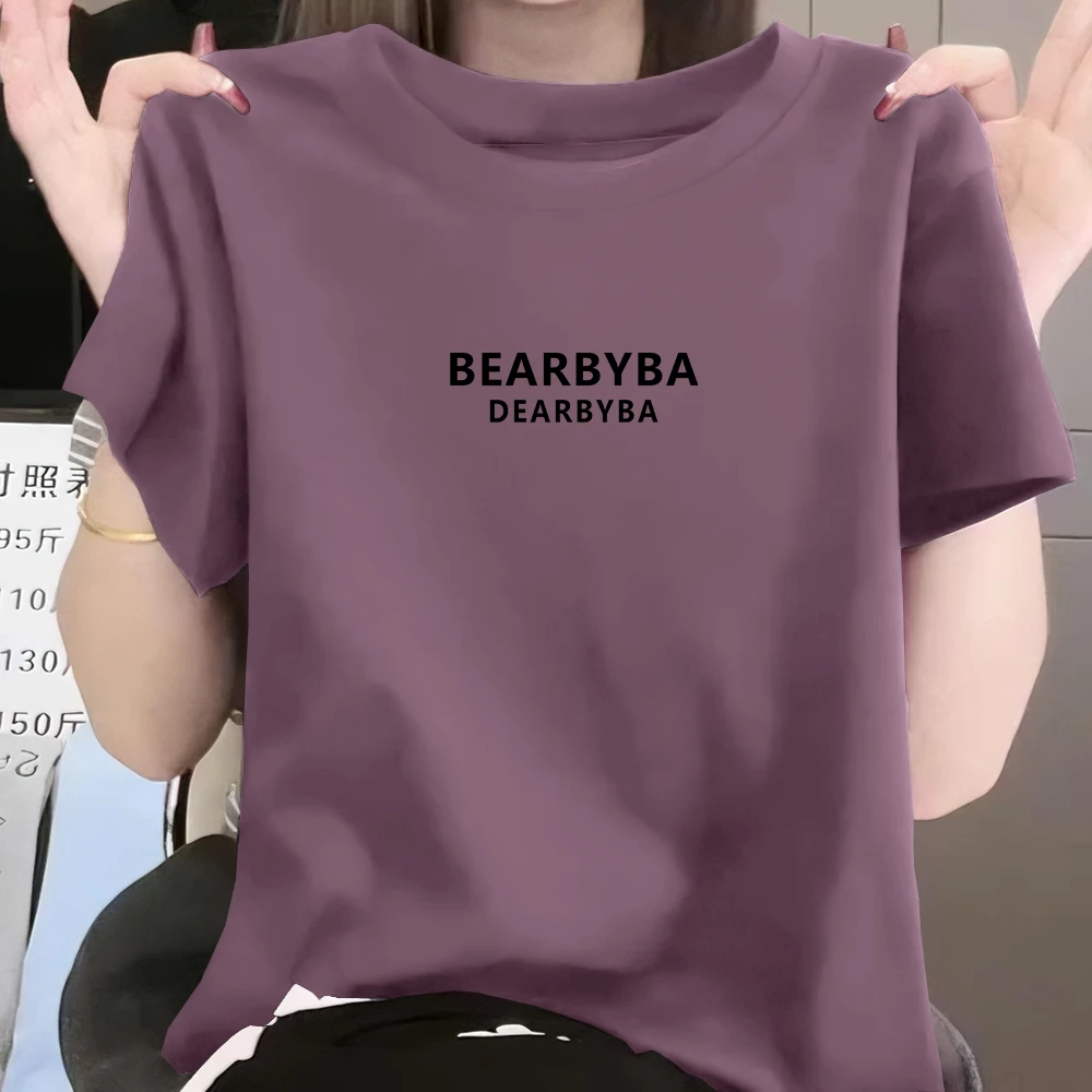 圆领宽松大码2025新款夏季短袖t恤女士印花时尚休闲百搭显瘦上衣