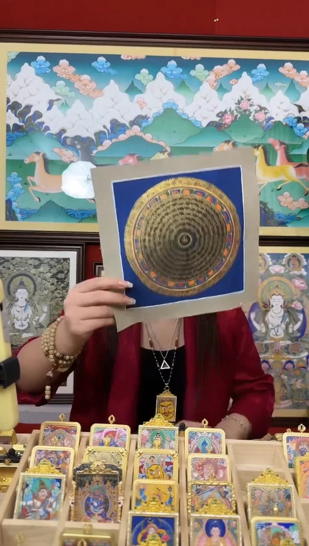 吊坠坛城-热贡纯手绘唐卡吊坠