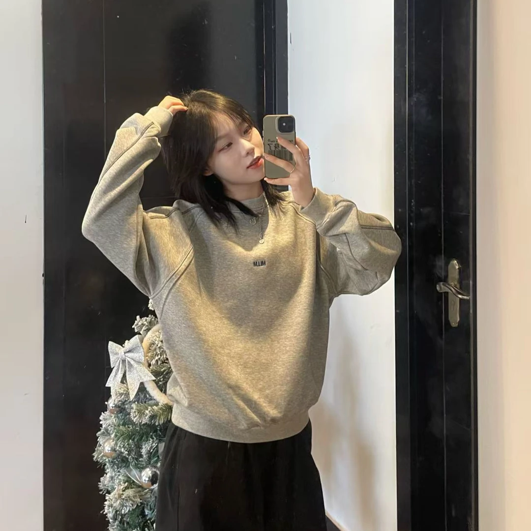 【小蔡定制】套头加绒卫衣春季新款小领口上衣男女同款