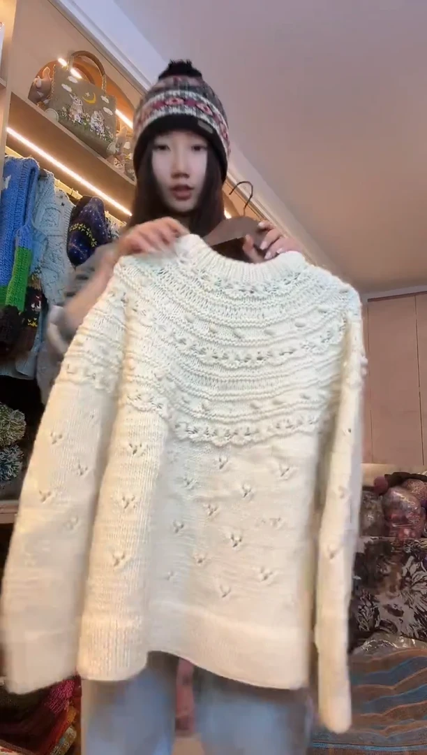 羊毛乔**～白色毛衣598