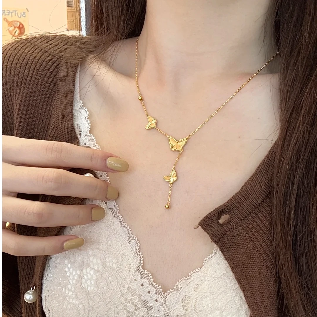 FARCOKO/法蔻 链子925银 蝴蝶流苏项链女小众珠宝生日礼物送女友