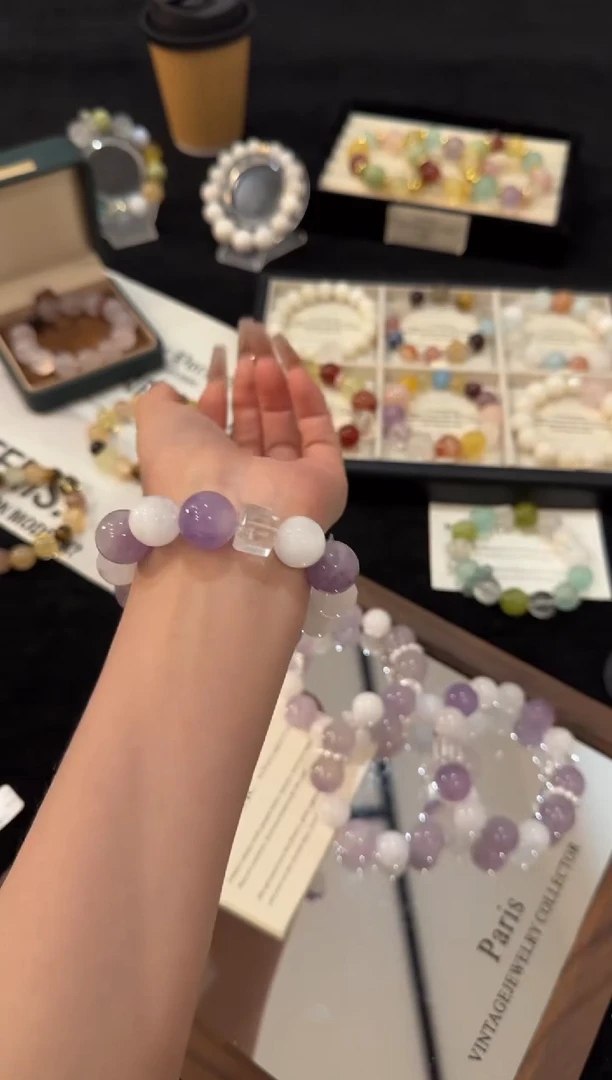 合金手链水晶紫白多宝x2909