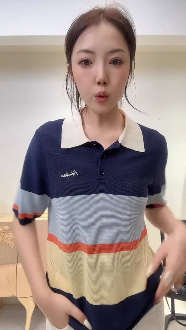 Polo领条纹羊毛上衣