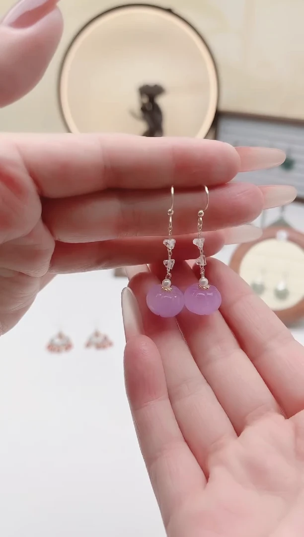 未镶嵌耳饰玛瑙/玉髓00紫色南瓜