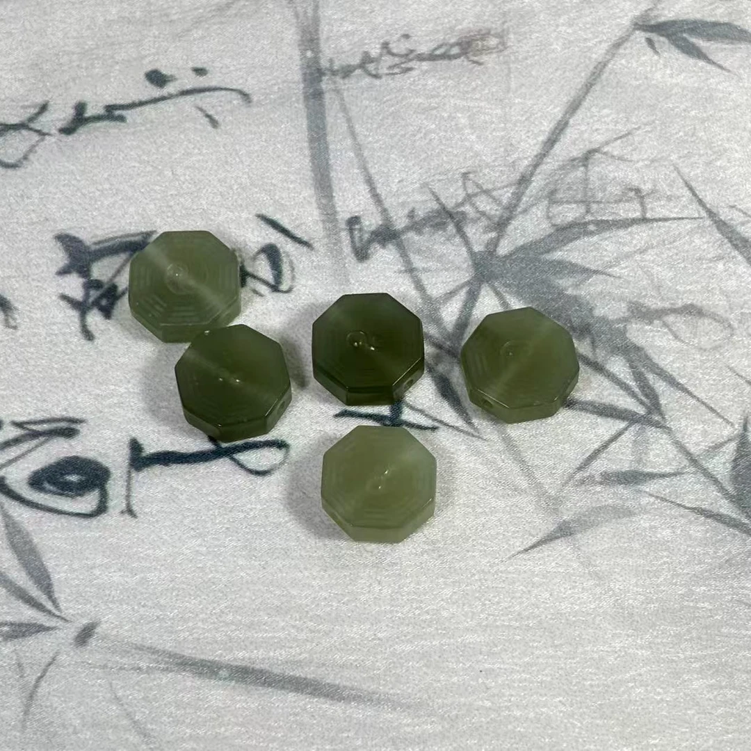 雾戎珠宝天然和田玉青海料精雕八卦小配饰新中式diy手串手链饰品