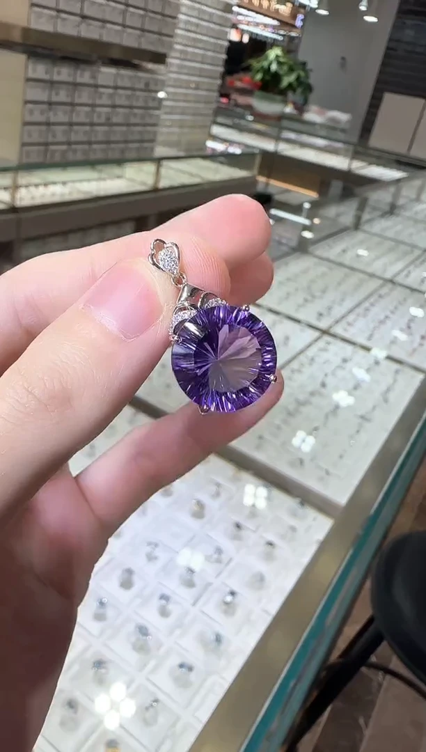 颈饰银S925镶嵌紫晶16mm帝王紫