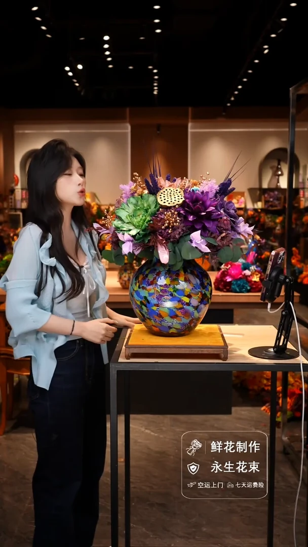 手工艺品琉璃手工花器花束空运包邮送货上门-以图片为准
