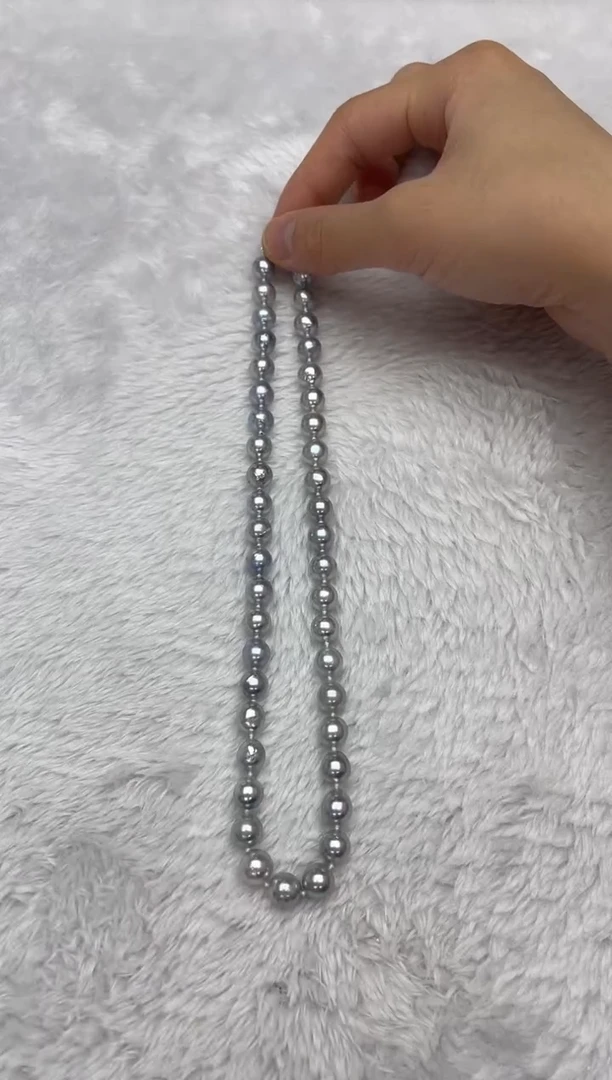 项链银S925镶嵌海水珍珠AK真多麻8.5-9mm