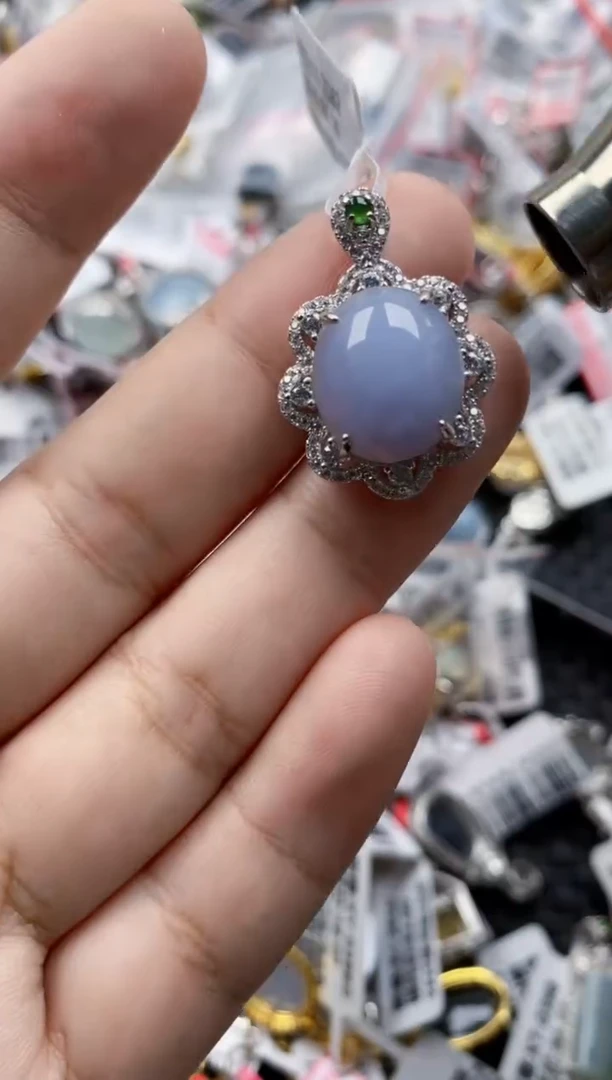 翡翠戒指银S925镶嵌4444---9