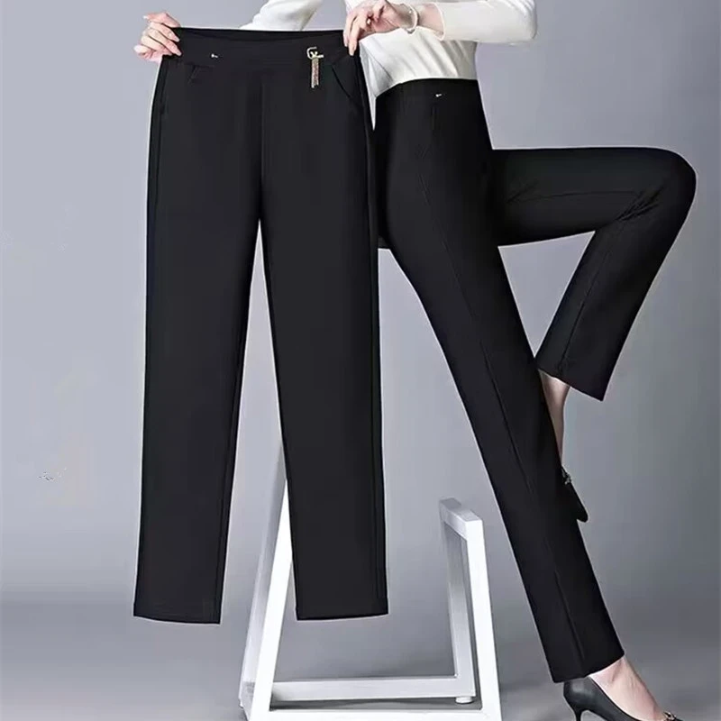 9029新款直筒休闲小黑裤显瘦百搭女神裤外穿高腰直筒裤