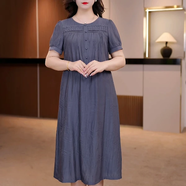 夏季新款大码女装连衣裙收腰显瘦抗皱吸汗 [Y] OY-D2107