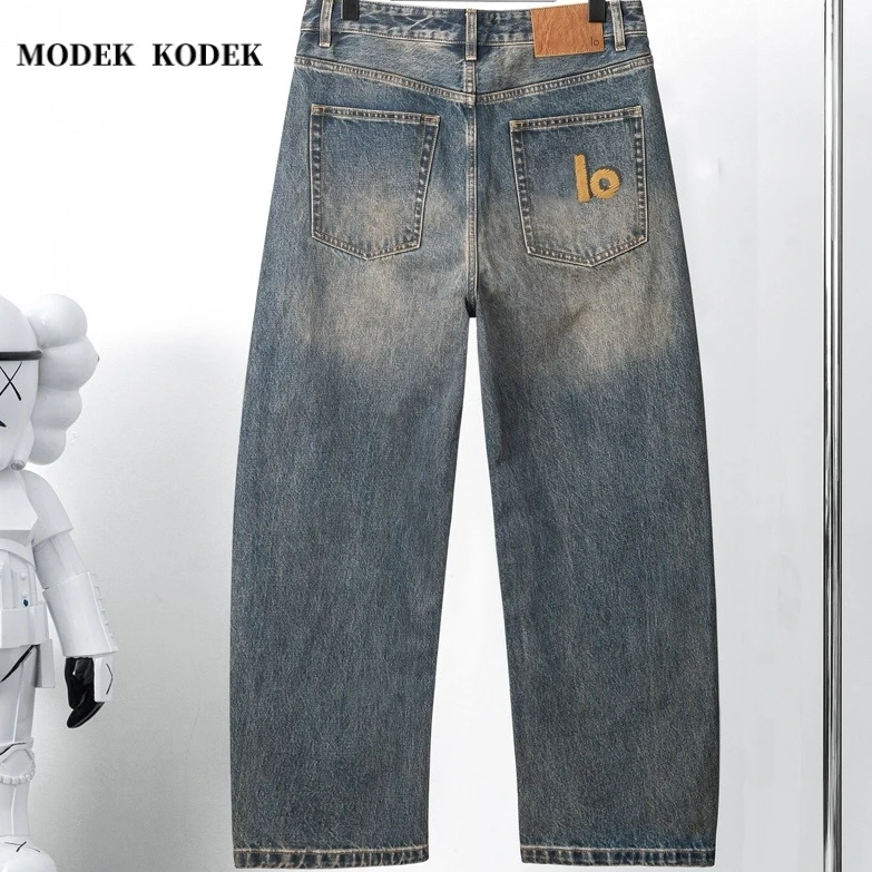 MODEK KODEK高级感潮牌男士水洗复古长裤秋冬新款宽松直筒牛仔裤