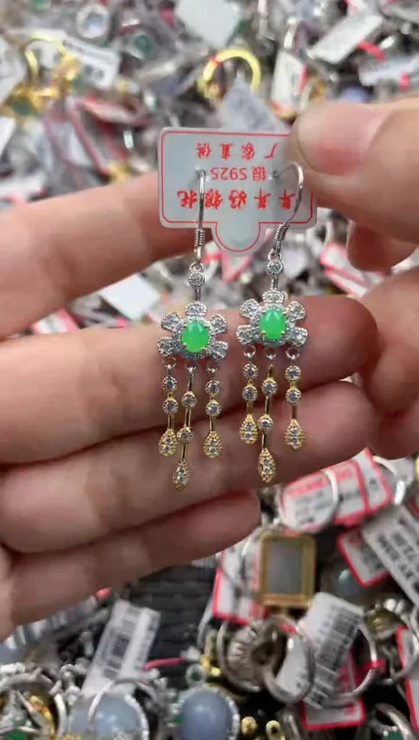 银S925镶嵌戒指翡翠999   9