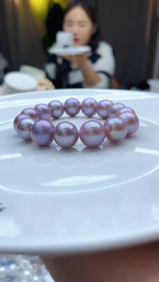 未镶嵌手链淡水珍珠 850   12mm+紫珠全珠手链（多样性发一）