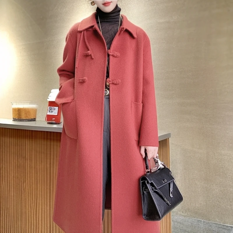 设计师款外套极简毛呢大衣外套气质中长款DD006