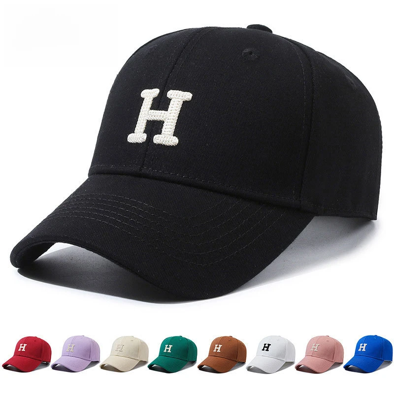 H标大头围显瘦显脸小百搭运动帽子韩版鸭舌帽潮情侣室外休闲