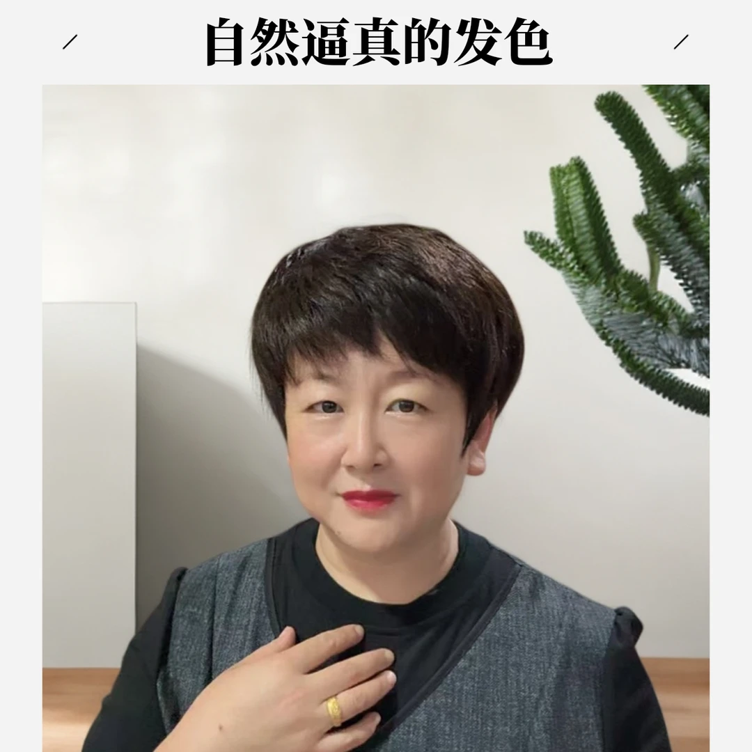 {10号} 女士假发 真人发手工钩织 遮盖白发增加发量 自然逼真舒适