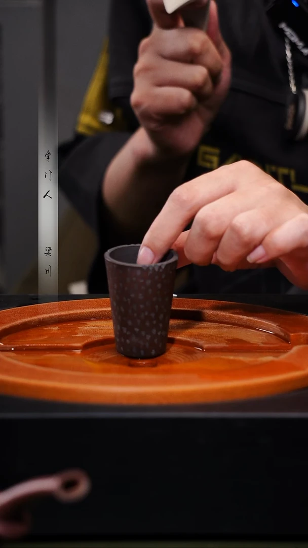 紫砂茶壶三川堂紫砂微瑕豹纹杯