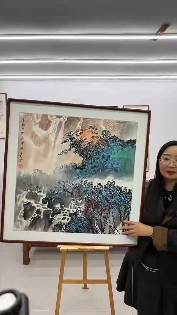 国画董海君  80*80 蓝色系 山水