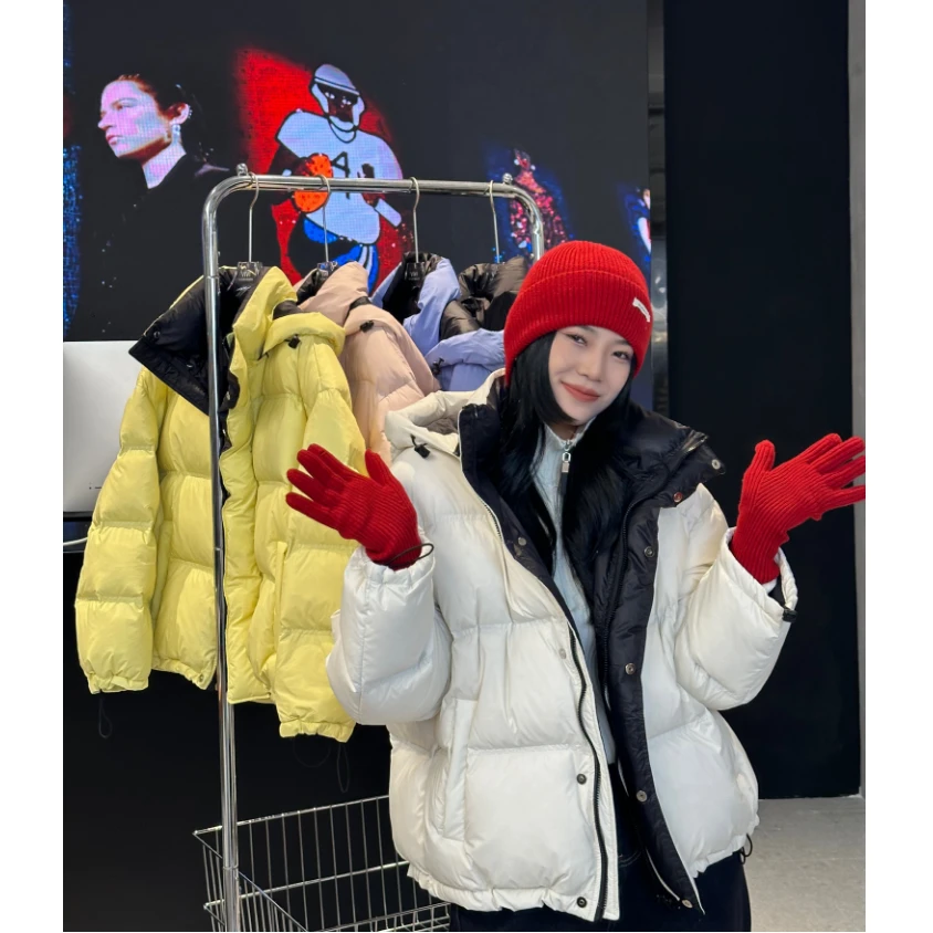 DEZI宝藏衣橱纯色连帽防风保暖女白鸭羽绒服LS2423088