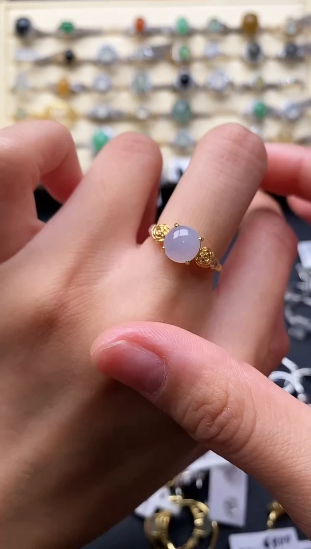 银S925镶嵌戒指翡翠5555555+3