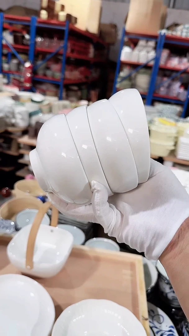 碗4个胖胖米饭碗4.5英寸 微瑕