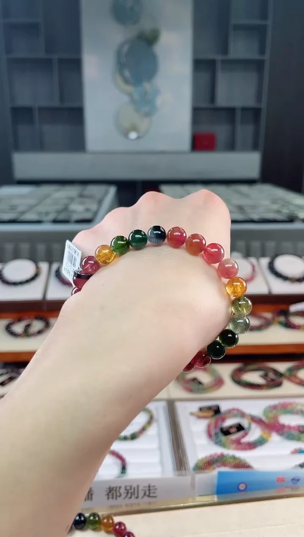 未镶嵌老矿碧玺色标单圈手串7mm+碧玺（多样性发一条）T