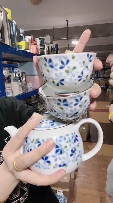 瓷片全新高端瓷器小蓝芽 一壶两杯 （无礼盒）