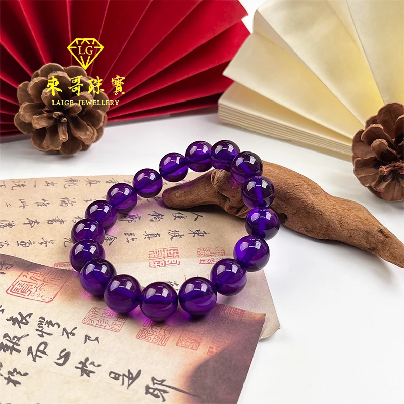 女神节福利【来哥珠宝】南非紫龙醇紫杉醇满色满紫圆珠手串k12