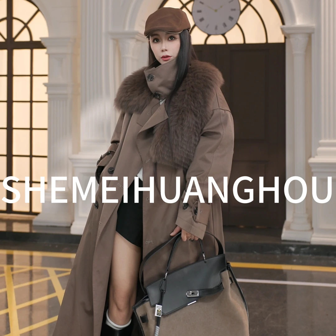 （冬日之恋）原创设计师狐狸毛皮草白鹅绒长款冬新款鹅绒外套25118