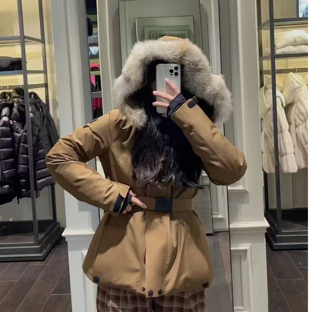 未使用 MONCLER 蒙口/六六/ 绝美美拉德色系真毛领滑雪服