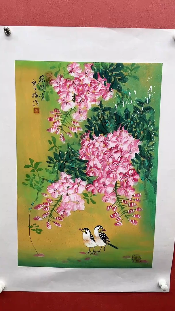 国画梅清-2.7平尺-花鸟-带花间证书