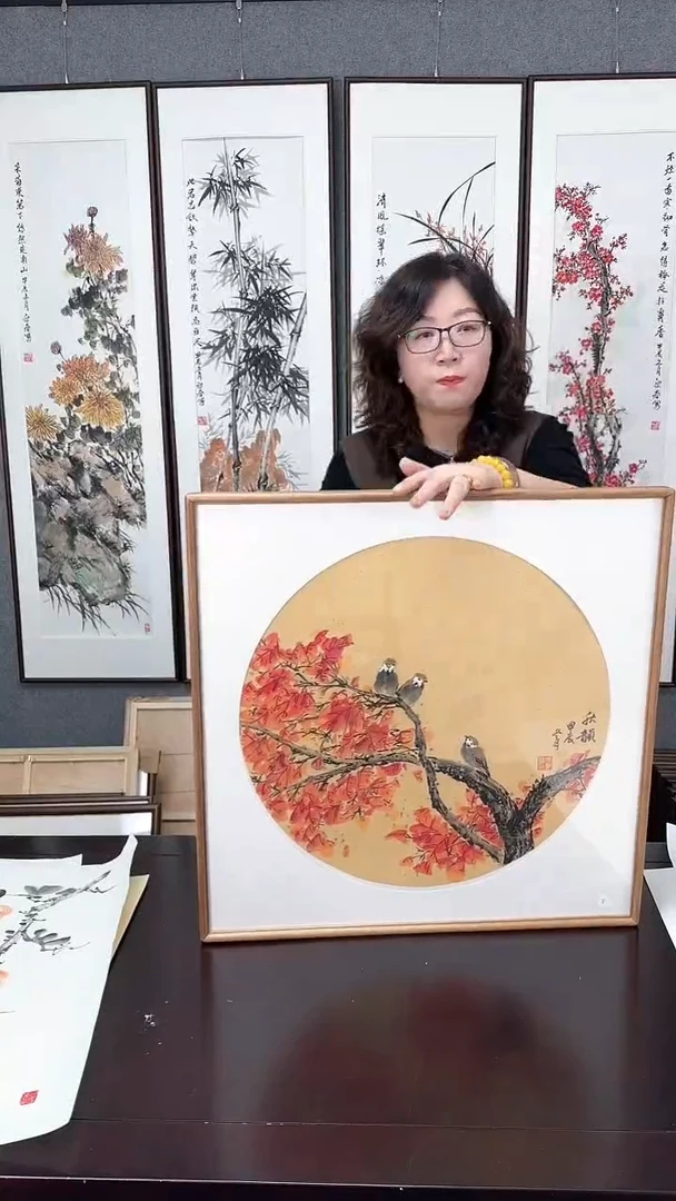 【闪购商品】国画鹊登高枝 实木装裱