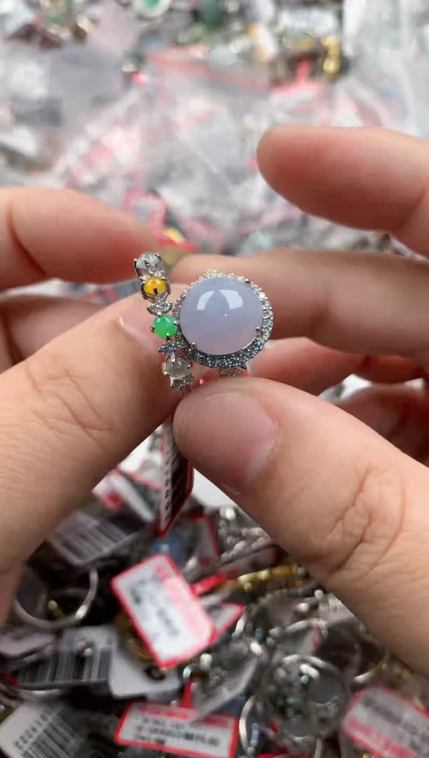 银S925镶嵌戒指翡翠77777   3