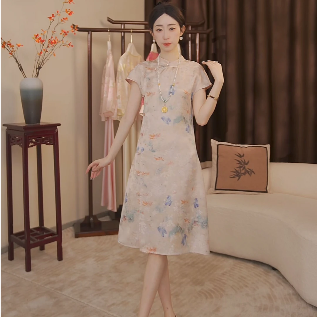 【JJ新中式】双面穿冰凉感新中式旗袍裙女装JX0090