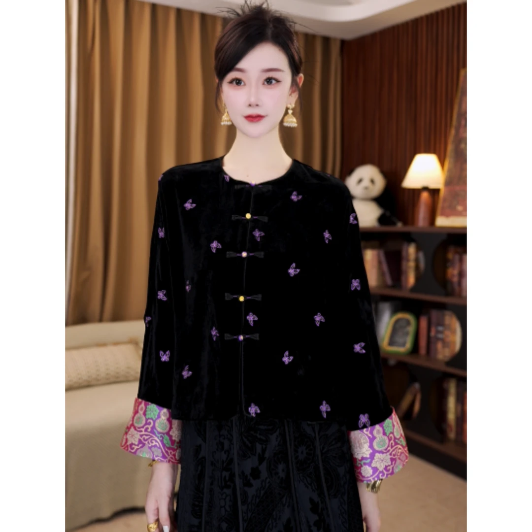 【蝴蝶香】新中式秋季新款丝绒外套MCGWT2013