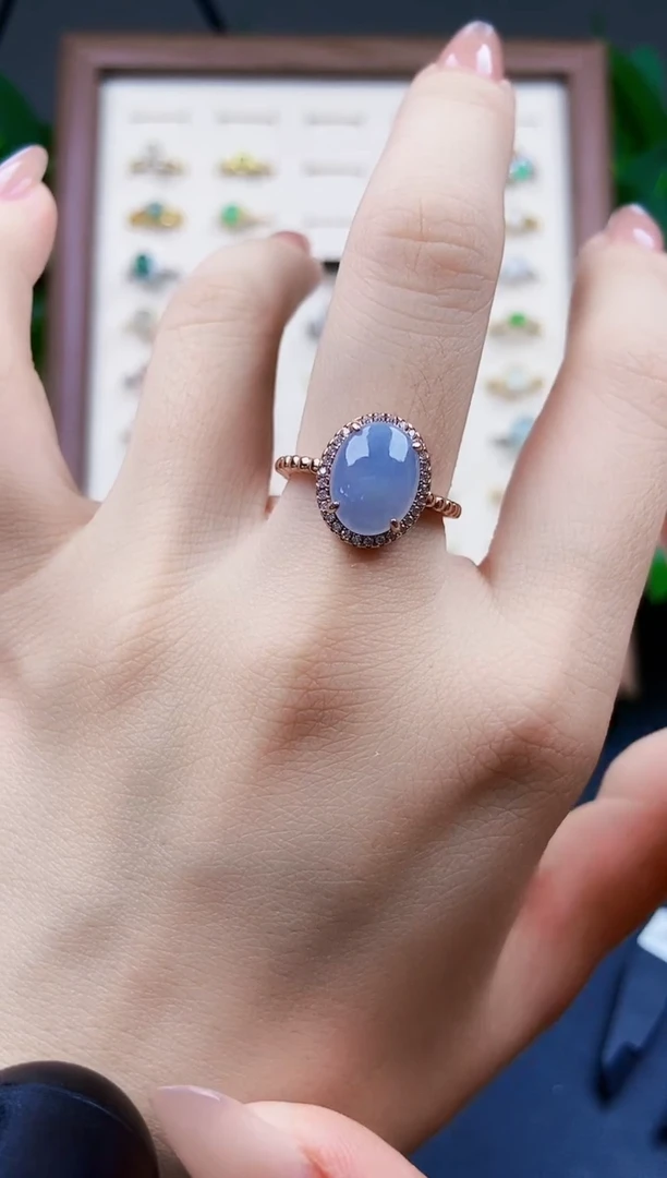 翡翠戒指银S925镶嵌12