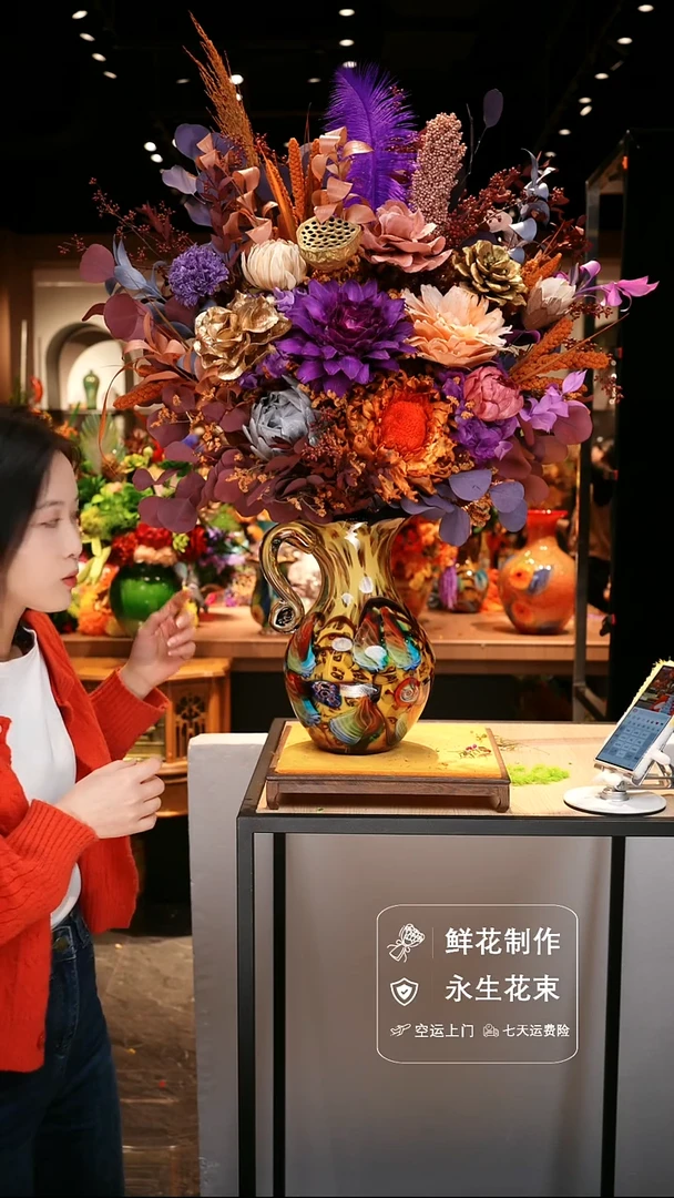 手工艺品琉璃手工花器花束空运包邮送货上门-以图片为准