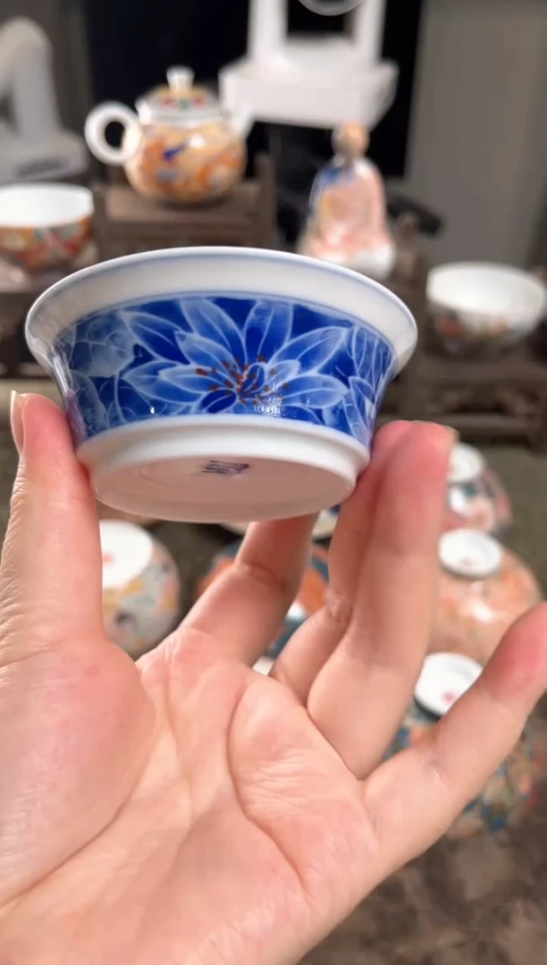 景德镇文祥窑手工釉下彩陶瓷单杯