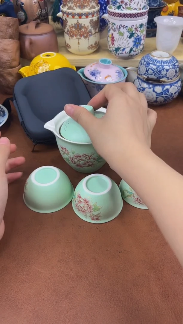 陶瓷茶具摆件旅行套组