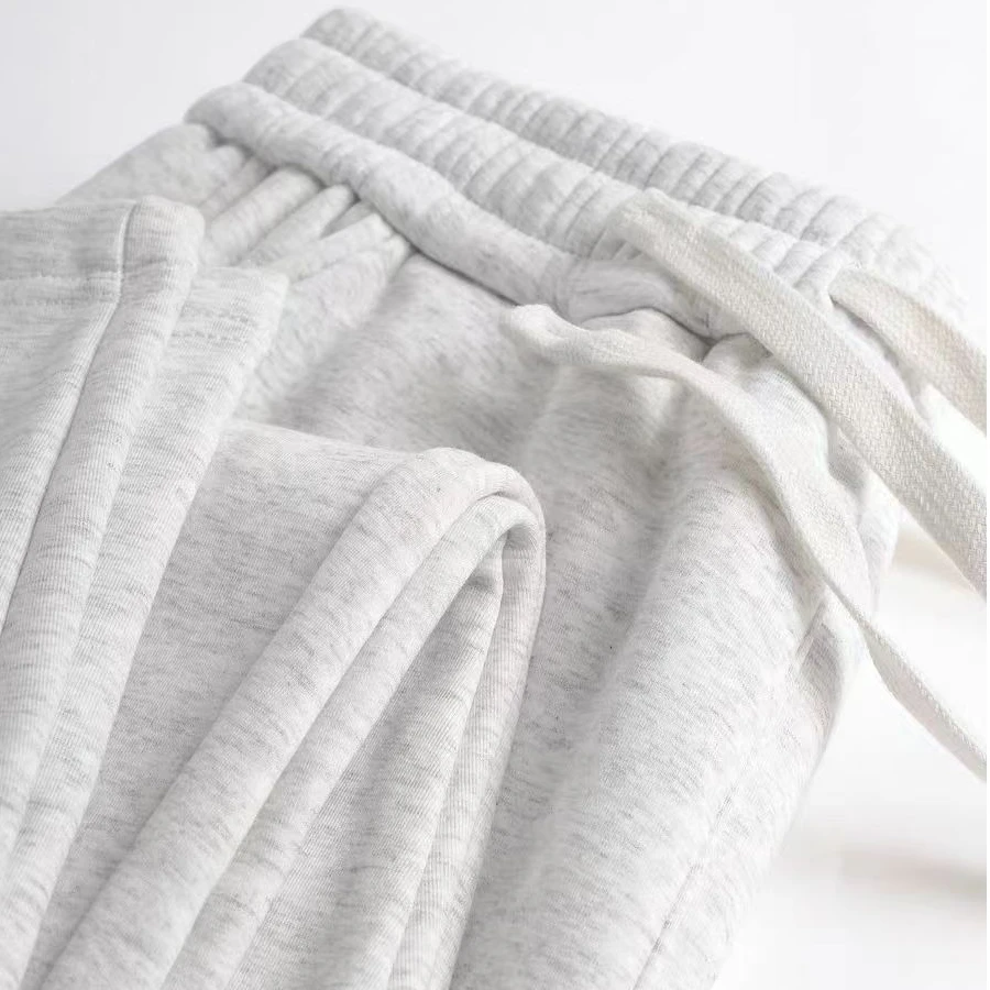 显白花灰色美式直筒卫裤男女款秋冬抽绳宽松百搭情侣灰白色休闲裤
