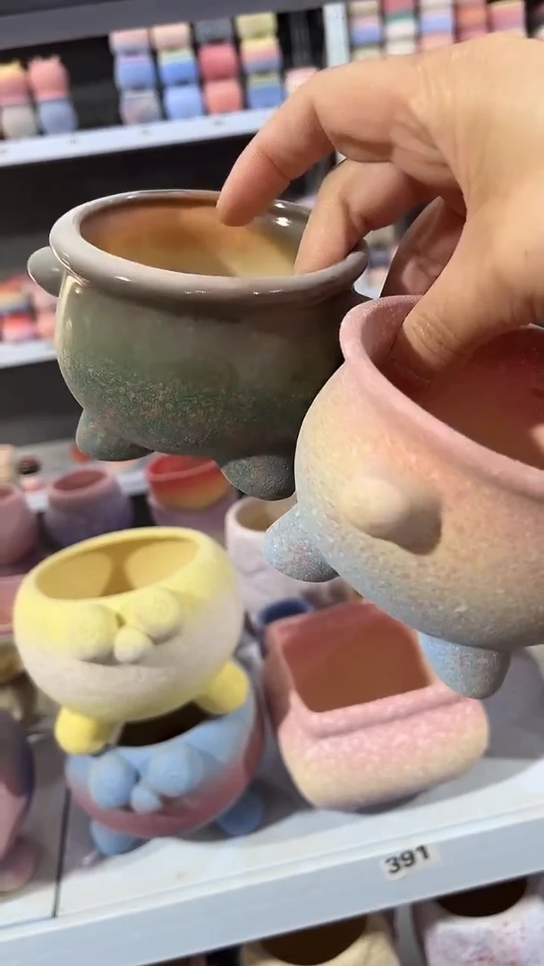 麦饭石粗陶多肉花盆8*6两个