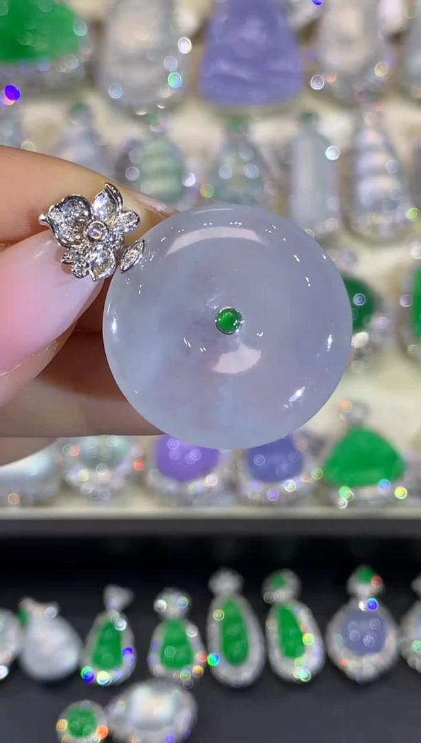 吊坠(不含链)18K金镶嵌翡翠24-扣子